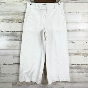 J.Crew Womens White Wide Leg Cropped Cotton Blend Sailor Pants Size 10‎